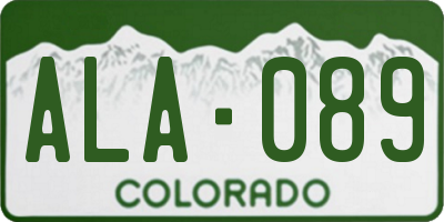 CO license plate ALA089