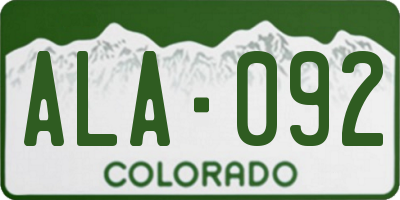 CO license plate ALA092
