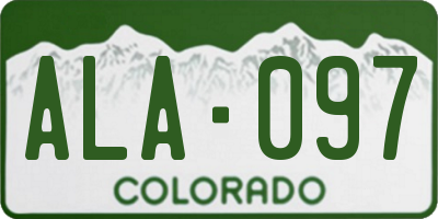 CO license plate ALA097