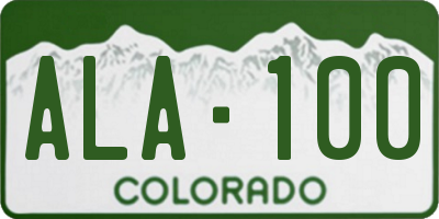 CO license plate ALA100