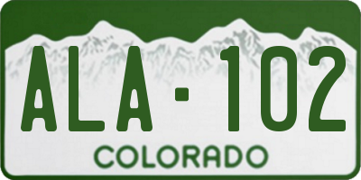 CO license plate ALA102