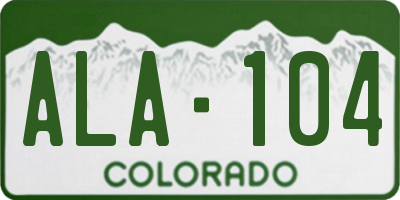 CO license plate ALA104
