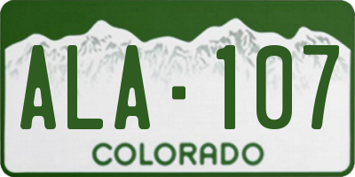 CO license plate ALA107