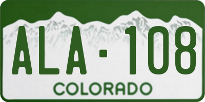 CO license plate ALA108