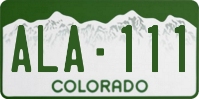 CO license plate ALA111