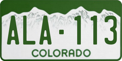 CO license plate ALA113
