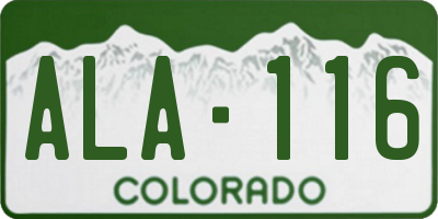 CO license plate ALA116