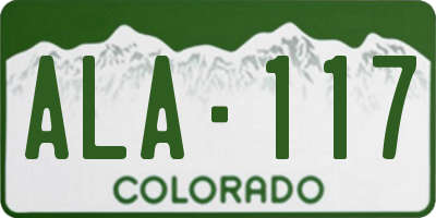 CO license plate ALA117