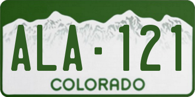 CO license plate ALA121