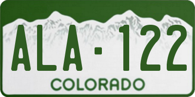 CO license plate ALA122