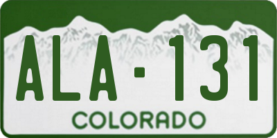 CO license plate ALA131
