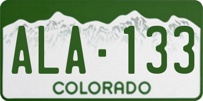 CO license plate ALA133