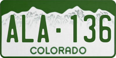 CO license plate ALA136