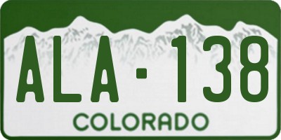 CO license plate ALA138