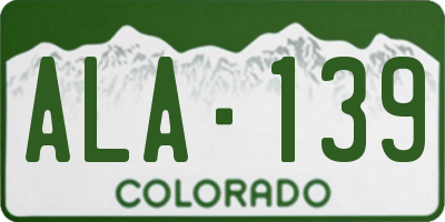 CO license plate ALA139