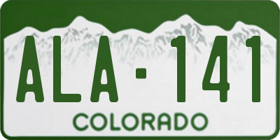 CO license plate ALA141