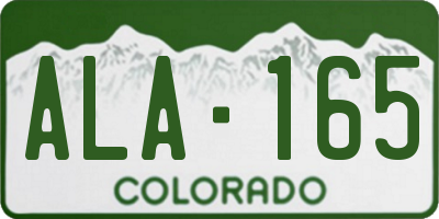 CO license plate ALA165