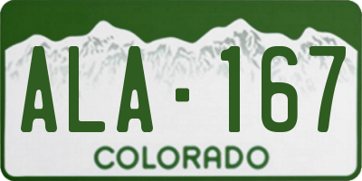CO license plate ALA167