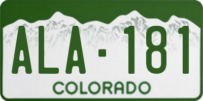 CO license plate ALA181
