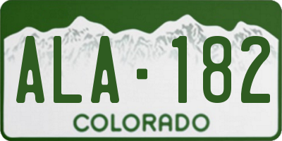 CO license plate ALA182