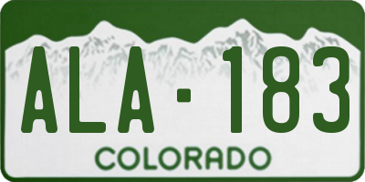 CO license plate ALA183