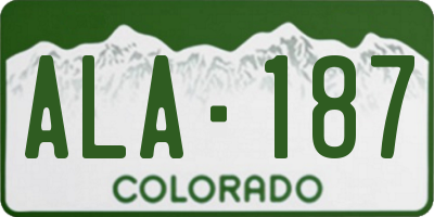 CO license plate ALA187