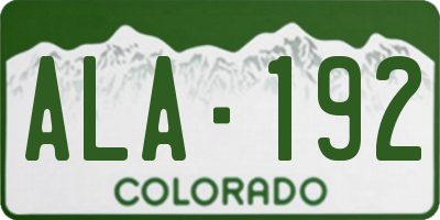 CO license plate ALA192
