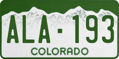 CO license plate ALA193