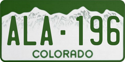 CO license plate ALA196