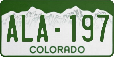 CO license plate ALA197