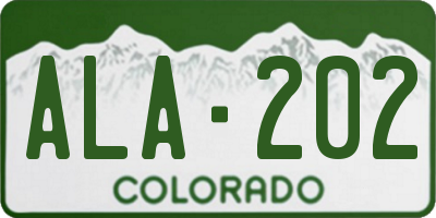CO license plate ALA202