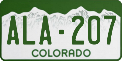 CO license plate ALA207