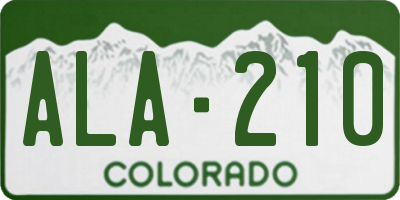 CO license plate ALA210