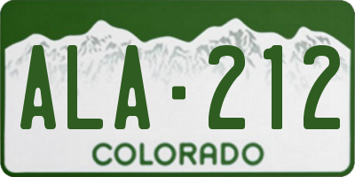 CO license plate ALA212