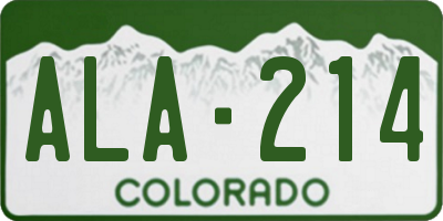 CO license plate ALA214