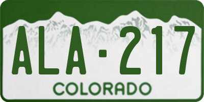 CO license plate ALA217