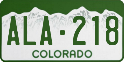 CO license plate ALA218
