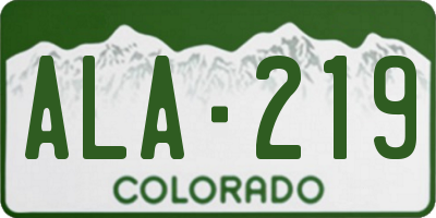 CO license plate ALA219