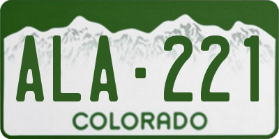 CO license plate ALA221