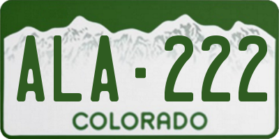 CO license plate ALA222