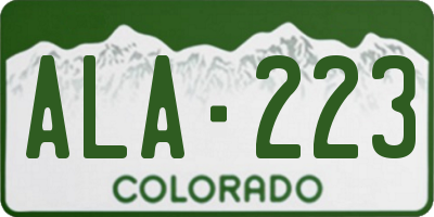 CO license plate ALA223