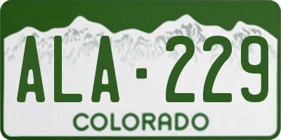 CO license plate ALA229