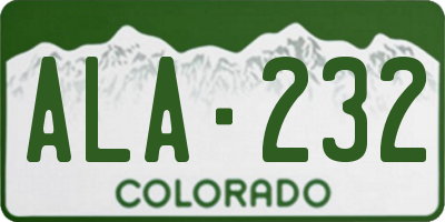CO license plate ALA232
