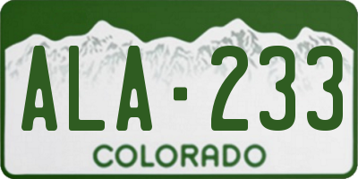 CO license plate ALA233