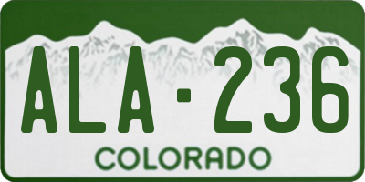 CO license plate ALA236