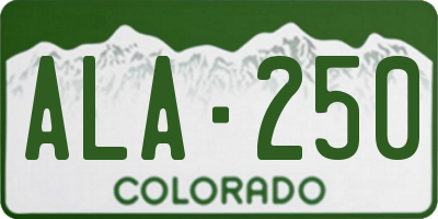CO license plate ALA250