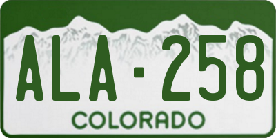 CO license plate ALA258