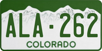 CO license plate ALA262