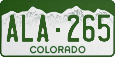 CO license plate ALA265