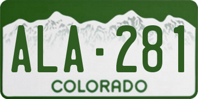 CO license plate ALA281